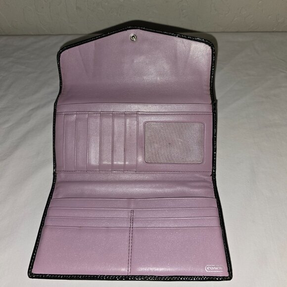 COACH 43641 Madison Black Op Art Signature Flap Clutch Wallet No Checkbook Cover - Picture 3 of 8